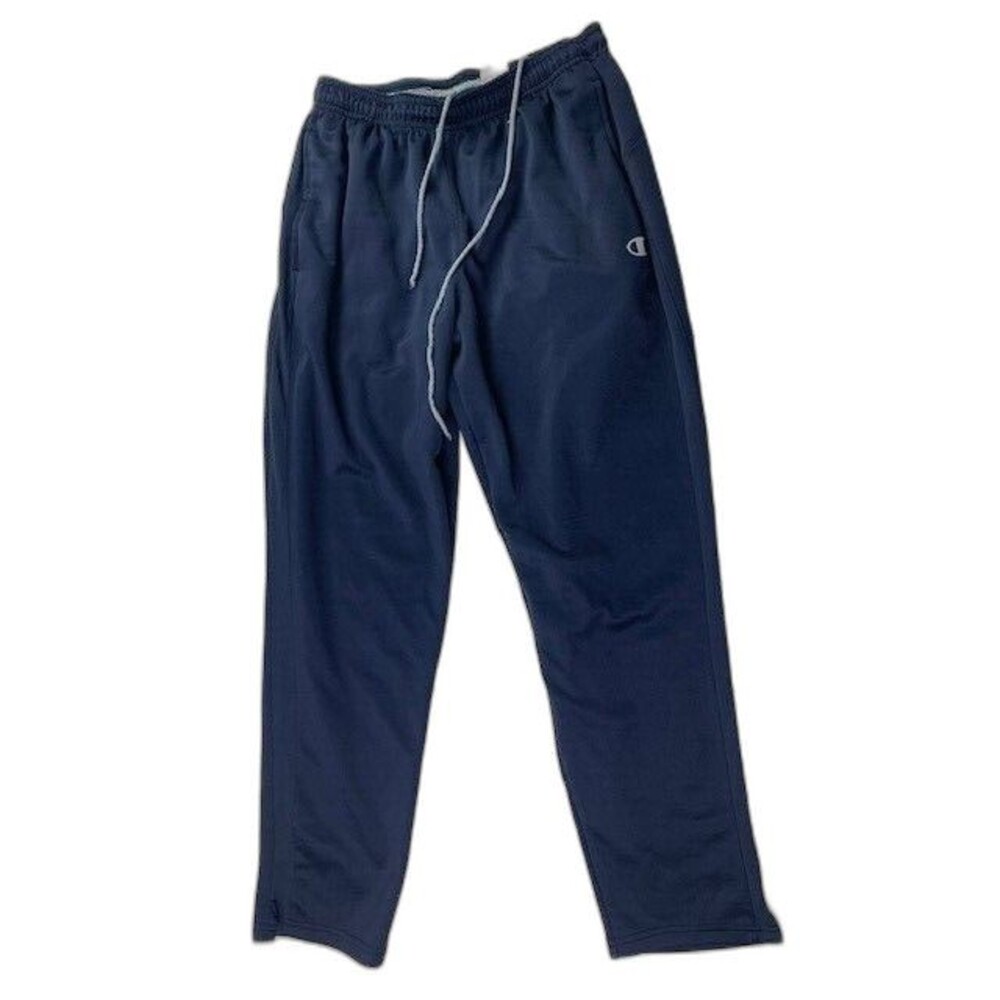 Champion Size M Mens Athletic Pants Blue Drawstring Elastic Waist Tapered Leg
